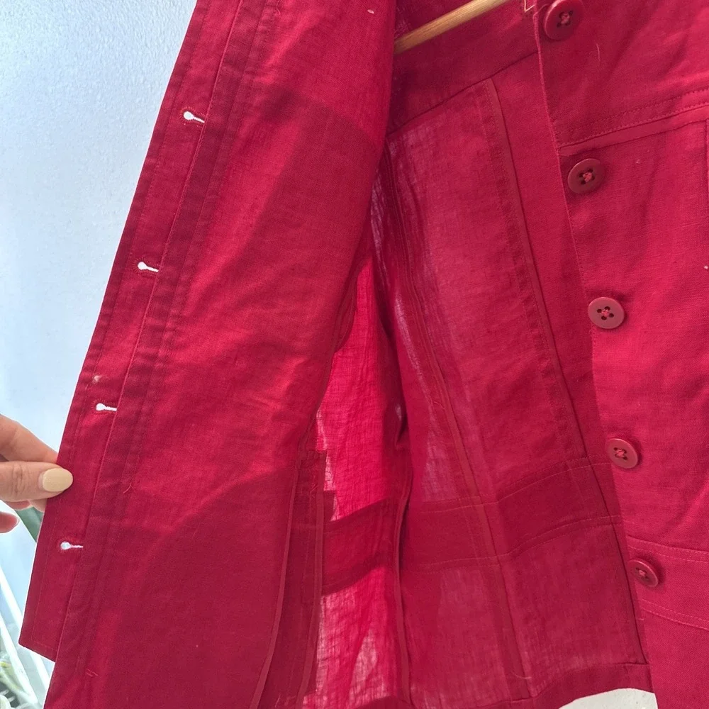 Vintage Coldwater Creek 100% Linen Button Front‎ Jacket P14 NWT Red $70